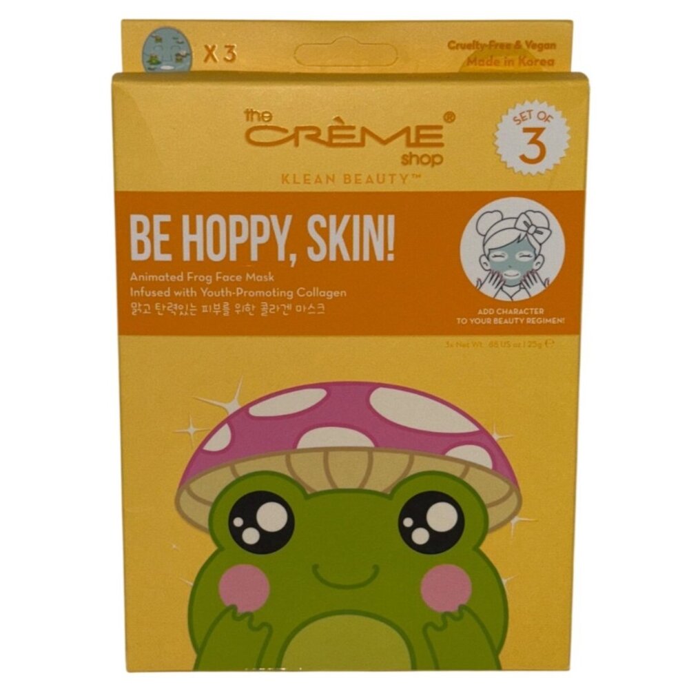 Cremem Shop Be Hoppy Skin Animated Frog Face Mask Set of 3 Collagen NEW